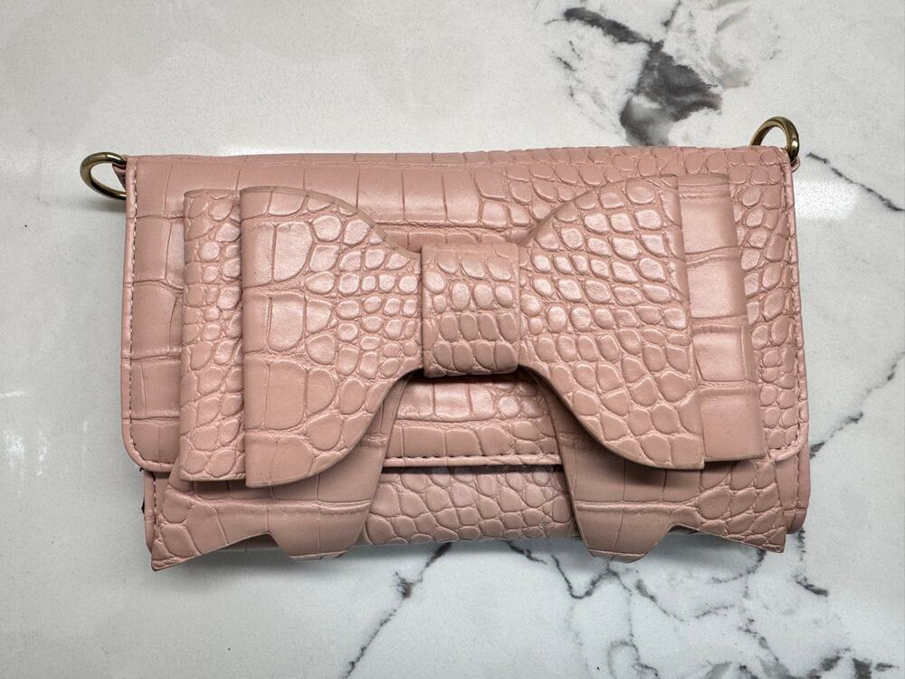 BETSY JOHNSON Pink Bow Clutch Wallet Small Purse